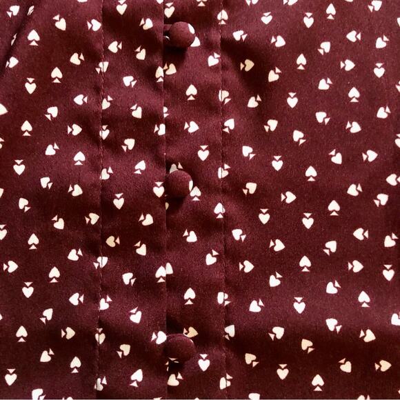 Ann Taylor Burgundy & White Spade Print Button Down Blouse Women’s Size Small - Picture 4 of 10
